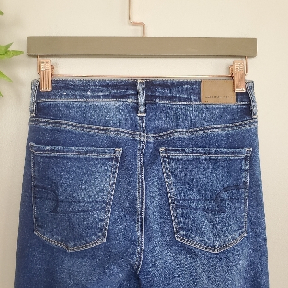 AE 2 American Eagle Skinny Jeans Super Hi Rise Jegging Ripped Distressed Stretch - Picture 9 of 12